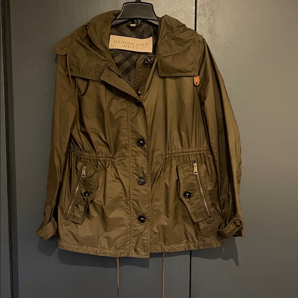 Burberry Army Green Utility Rain Jacket for Women